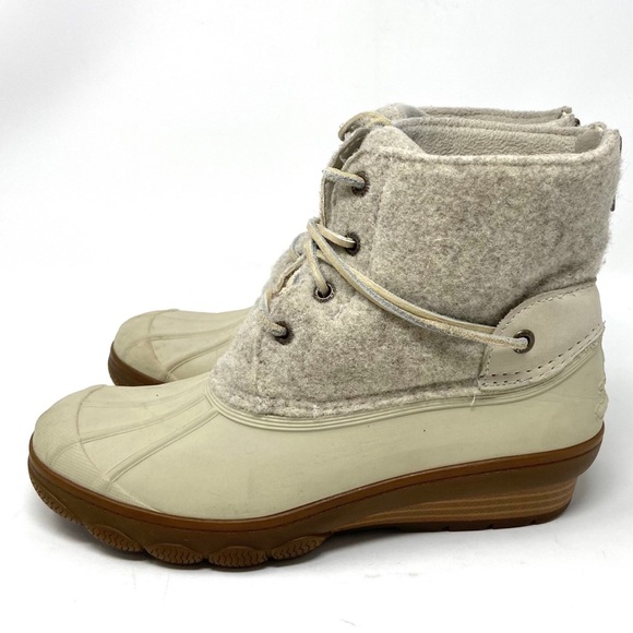 Sperry Saltwater Tide Wedge Boot Ivory‎ Womens 6 - Picture 3 of 7